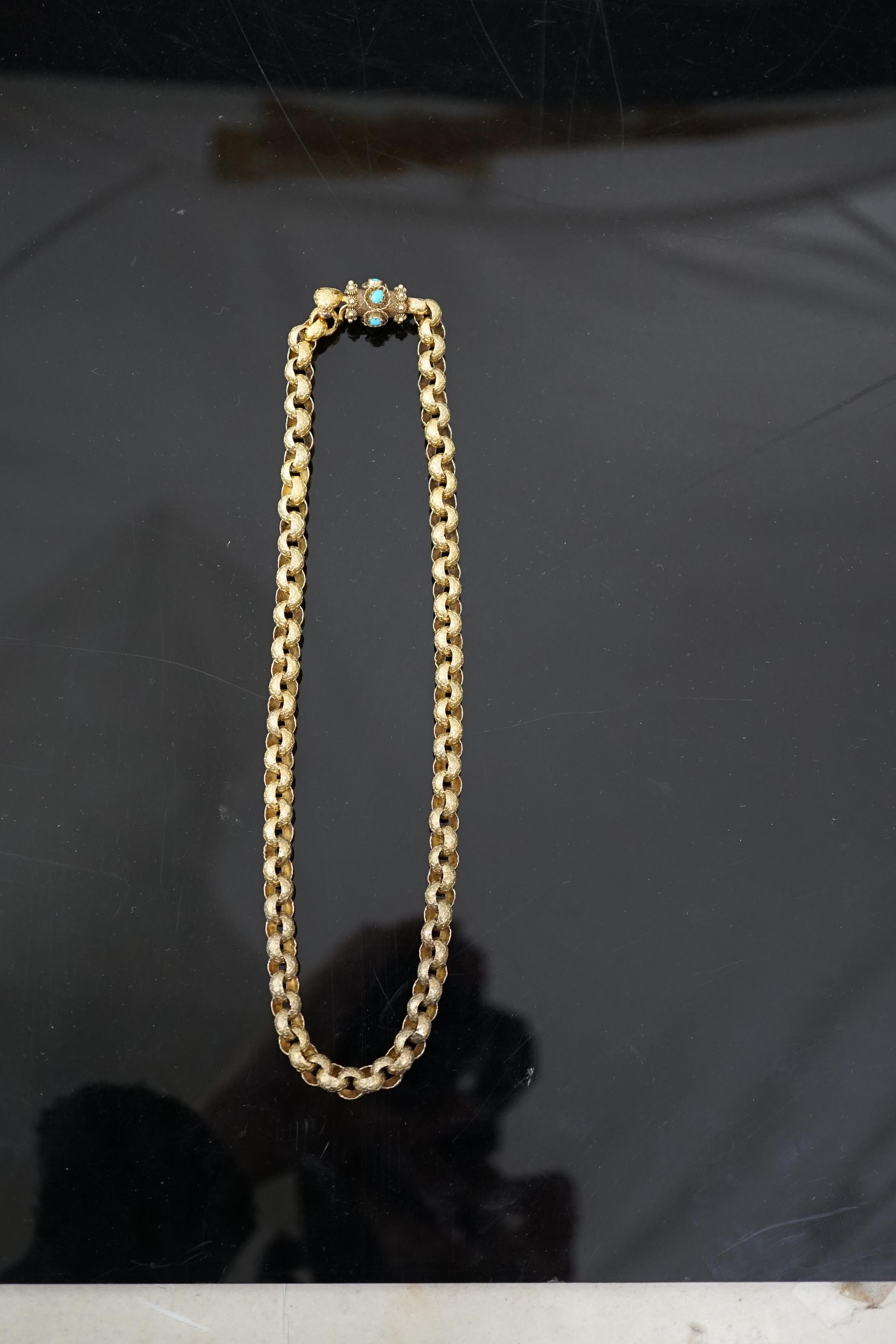 A Georgian embossed gold belcher link choker necklace